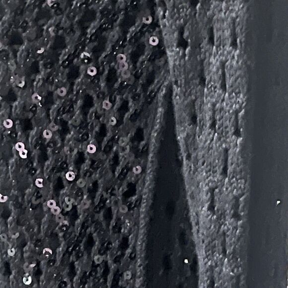 INC International Concepts Black Open Knit Sequin Sweater Womens Size M - Picture 3 of 5